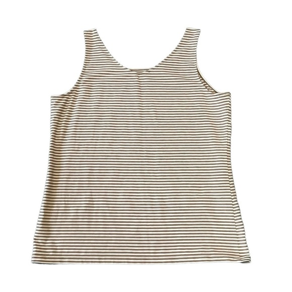 T by Talbots 180° TWO-WAY TANK - BELLEVILLE STRIPE. Tan White Size LP #1118 - Picture 3 of 6